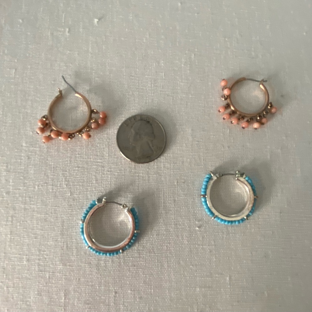 Bundle of Beaded Hoop Earrings - Two pairs